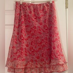 Red & White Floral A-Line Skirt